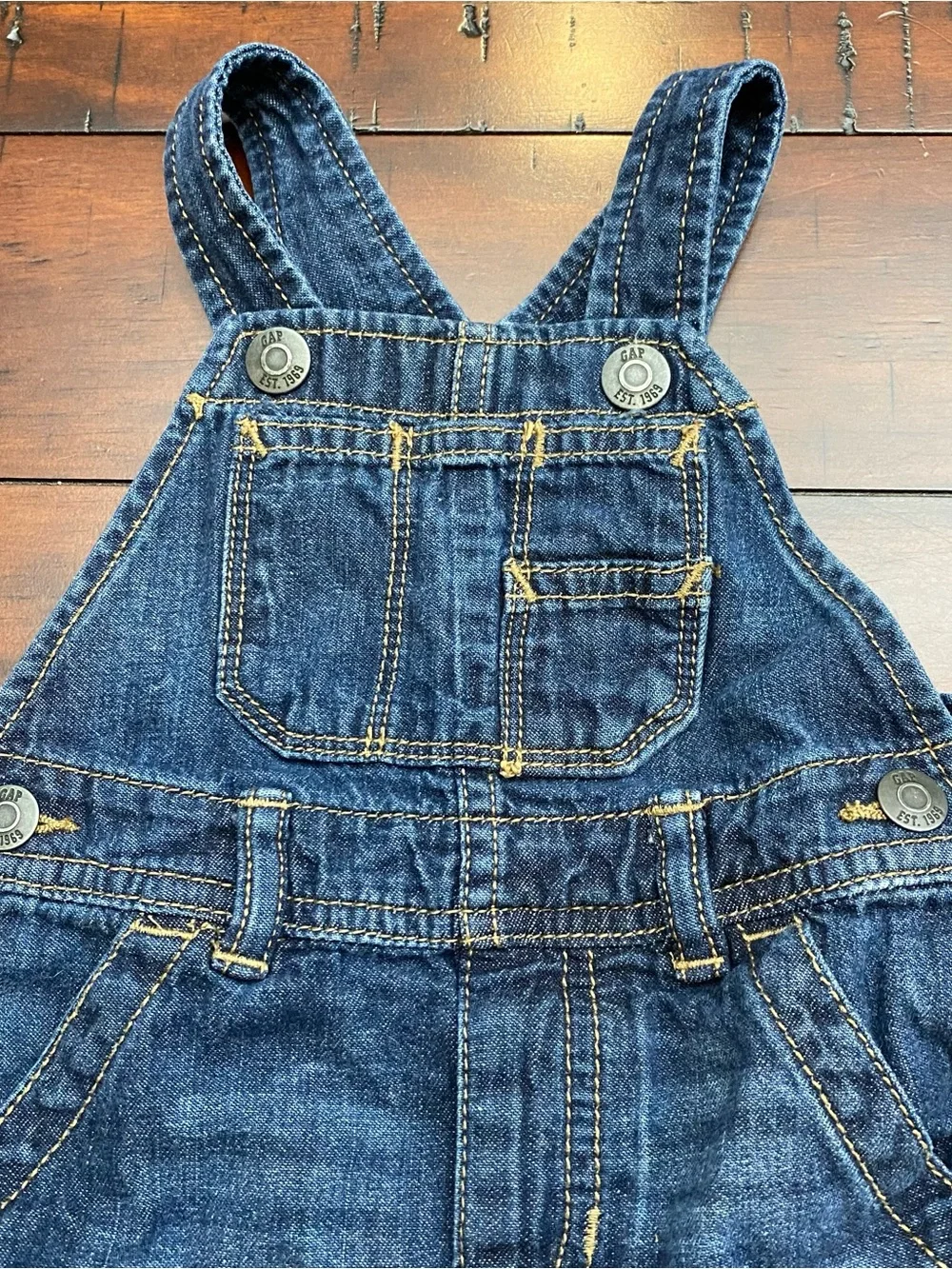 Baby Boy Bundle: Gap Denim Overalls (6-12M) & Chaps Plaid Button-Down (6M)